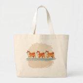 Leuke Shiba Inu Walking in lijn T-shirt Grote Tote Bag (Voorkant)