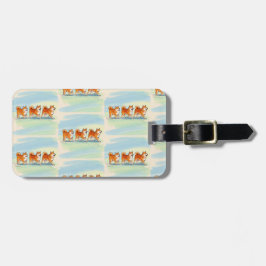 Leuke Shiba Inu wandelen in lijn bagagelabel