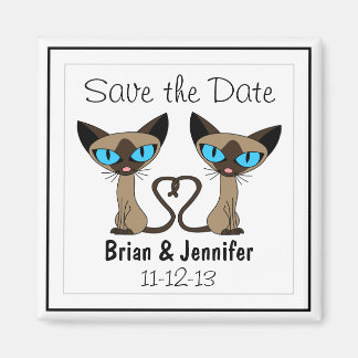 Leuke Siamese Katten Staart Hart Bruiloft Save the Magneet