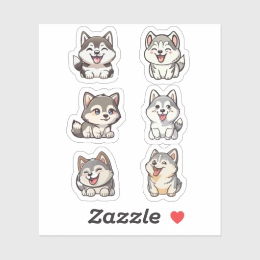 leuke Siberische huskies stickers verpakking (Vel)