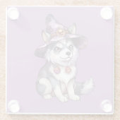 Leuke Siberische Husky Dog in Heks Pet Glazen Onderzetter (Achterkant)