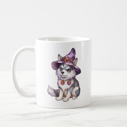 Leuke Siberische Husky Dog in Heks Pet Koffiemok (Links)