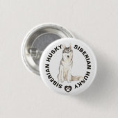 Leuke Siberische Husky Hondenras Waterverven Ronde Button 3,2 Cm (Voorkant /achterkant)