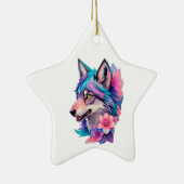 Leuke Siberische Husky met bloemen Ornament (Rechts)