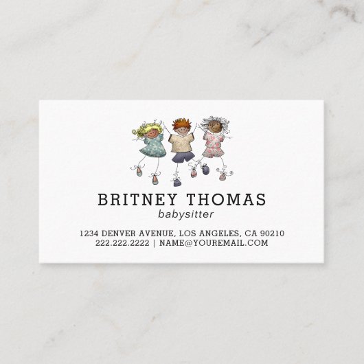 Leuke Simplistic Babysitter Kinderopvang Visitekaartje (Voorkant)
