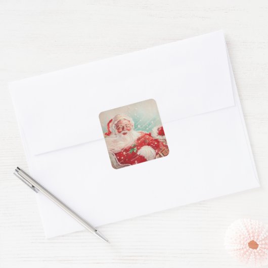 Leuke  Sinterklaas Vierkante Sticker (Envelop)