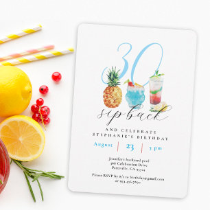 Leuke sip back cocktails 30e verjaardagsfeestje kaart