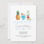 Leuke sip back cocktails verjaardagsfeestje kaart (Voorkant)
