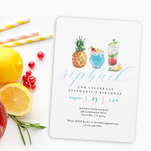 Leuke sip back cocktails verjaardagsfeestje kaart