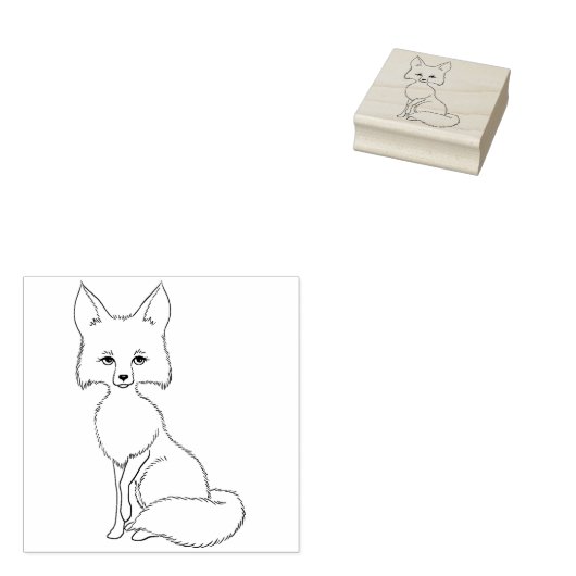 Leuke Sitting Fox Rubber Stamp Rubberstempel (Gestempeld)