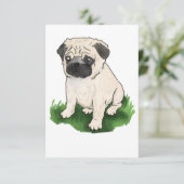 Leuke Sitting Pug Dank je kaart (Staand voorkant)