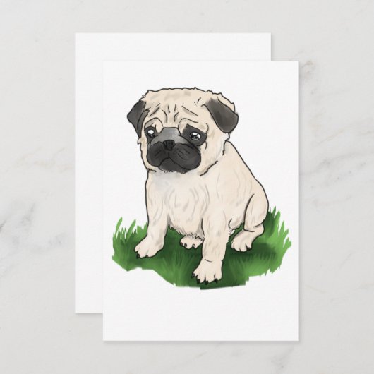 Leuke Sitting Pug Dank je kaart (Voorkant / Achterkant)