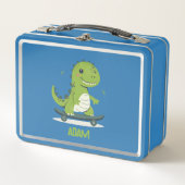 Leuke skateboarden dinosaurus met Kinder naam (Voorkant)