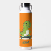 Leuke skateboarden dinosaurus met Kinder naam Waterfles (Voorkant)