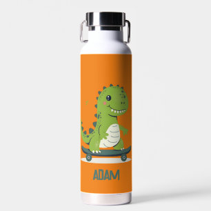 Leuke skateboarden dinosaurus met Kinder naam Waterfles