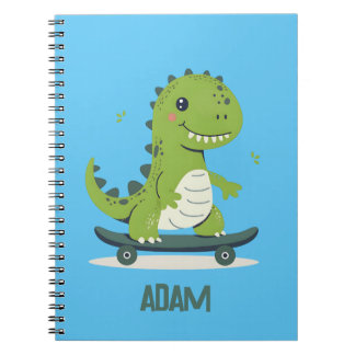 Leuke Skateboardende Dinosaurussen Met Kindernaam Notitieboek