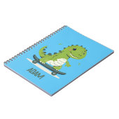 Leuke Skateboarding Dinosaur Met Naam Van Kind Notitieboek (Linkerzijde)