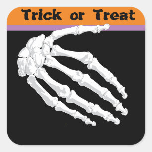 Leuke Skelet Hand Trick or Treat Halloween Vierkante Sticker