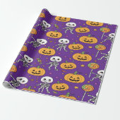 Leuke Skelet Pret Voor Halloween Cadeaupapier (Uitgerold)