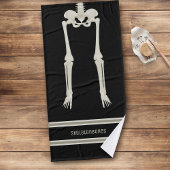 Leuke Skeleton Legs Zwart en Crème Badhanddoek