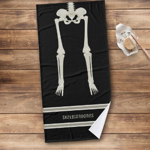 Leuke Skeleton Legs Zwart en Crème Badhanddoek