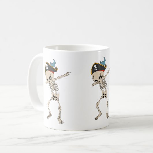 Leuke Skeleton Pirate Halloween Dab Dancer Koffiemok (Voorkant links)