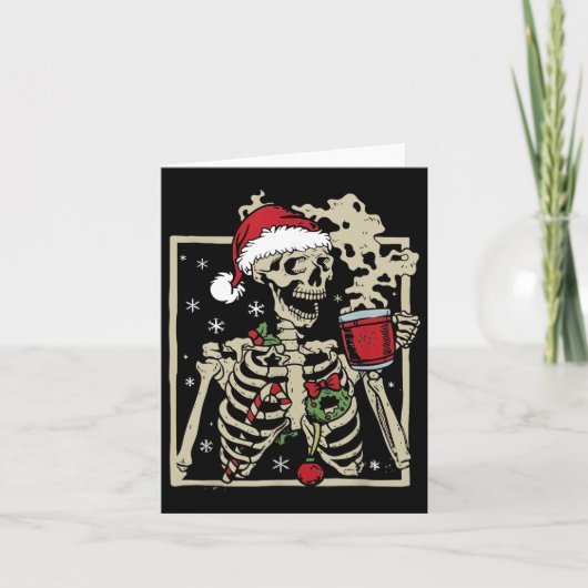 Leuke Skeleton Santa Hat Kerstmis Kaart (Voorkant)