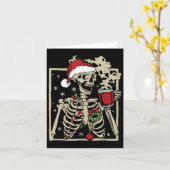 Leuke Skeleton Santa Hat Kerstmis Kaart (Gele Bloem)