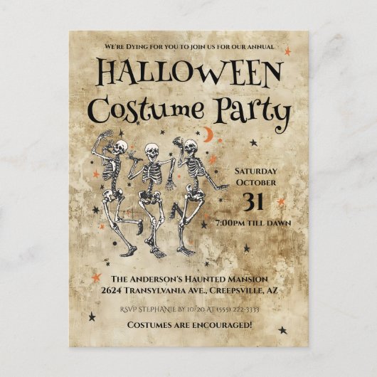 Leuke Skeletons Halloween Kostuumfeest Briefkaart (Voorkant)