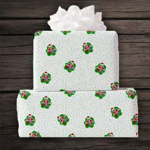 Leuke skeletten Ornamenten Santa Hats Spatter vorm Cadeaupapier