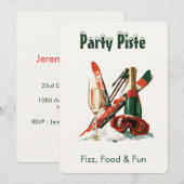 Leuke Ski Thema Kerstvakantie Feest Uitnodiging (Voorkant / Achterkant)