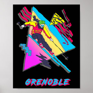 Leuke Skiachtige Ontwerp Met Grenoble Tekst Ski Poster