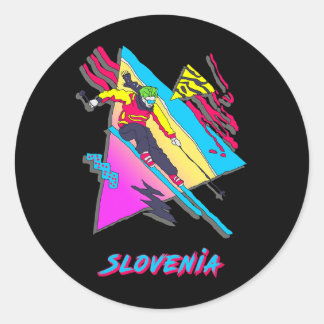 Leuke Skiactie In Slovenië Ski Skiloper  Ronde Sticker