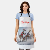 Leuke Skiën Giraffe Familie Kerst Gepersonaliseerd Schort (Gedragen)