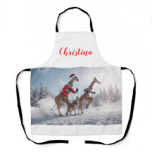 Leuke Skiën Giraffe Familie Kerst Gepersonaliseerd