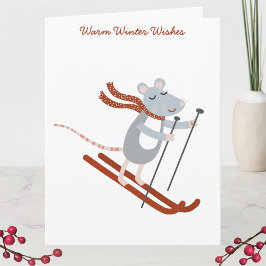 Leuke skiën muis vakantie kaart