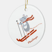 Leuke skimuis gepersonaliseerd keramisch ornament (Links)