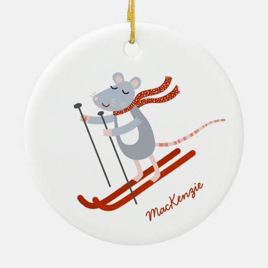 Leuke skimuis gepersonaliseerd keramisch ornament (Achterkant)