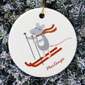 Leuke skimuis gepersonaliseerd keramisch ornament