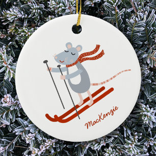 Leuke skimuis gepersonaliseerd keramisch ornament
