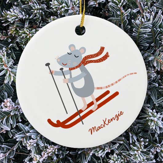 Leuke skimuis gepersonaliseerd keramisch ornament