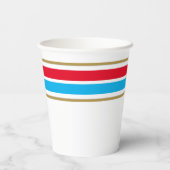 Leuke Sky Blue Red Top Edge Racing Stripes op wit Papieren Bekers (Achterkant)