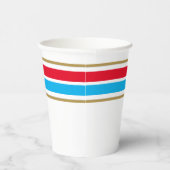 Leuke Sky Blue Red Top Edge Racing Stripes op wit Papieren Bekers (Rechts)