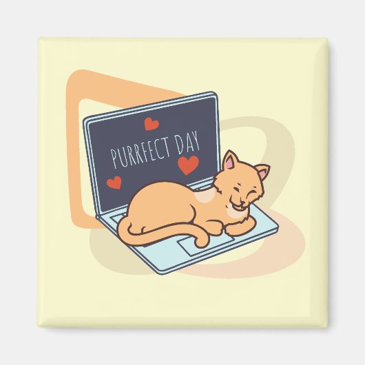 Leuke slaapcomputer kat magneet (Voorkant)