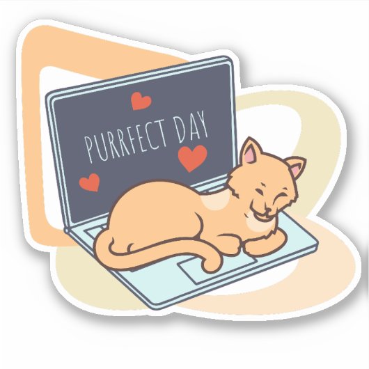 Leuke slaapcomputer kat sticker (Voorkant)
