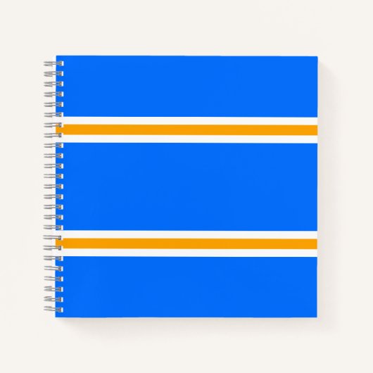 Leuke Slanke Helder Blauw Geel Wit Racing Stripes Notitieboek (Voorkant)