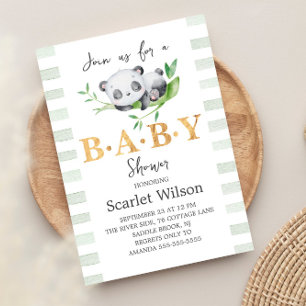 Leuke Slapen Baby Panda Baby shower Uitnodiging
