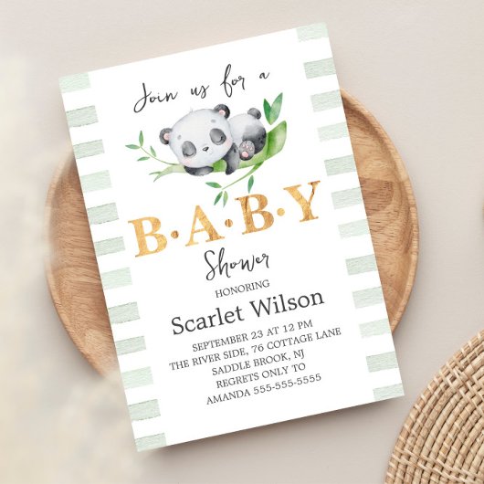Leuke Slapen Baby Panda Baby shower Uitnodiging