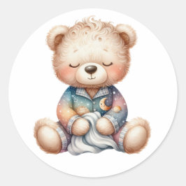 Leuke slaperige Teddy Boy met deken Ronde Sticker