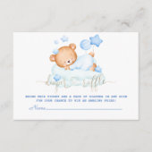 Leuke slaperige teddybeer op wolken jongen luier r informatiekaartje (Voorkant)